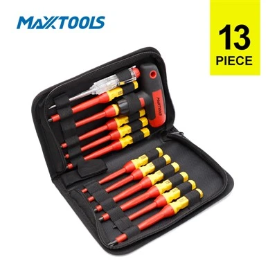 13pc T Handle VDE Screwdriver Set in Zipper Bag